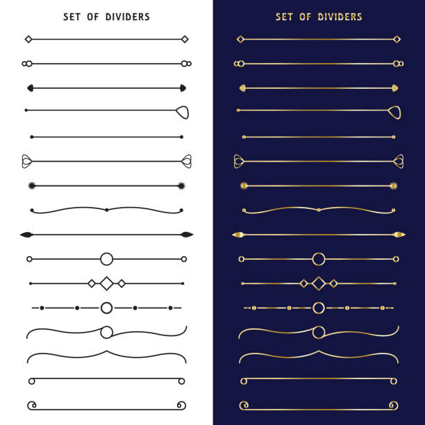 ilustrações de stock, clip art, desenhos animados e ícones de set of modern dividers. vector illustration - drawing compass