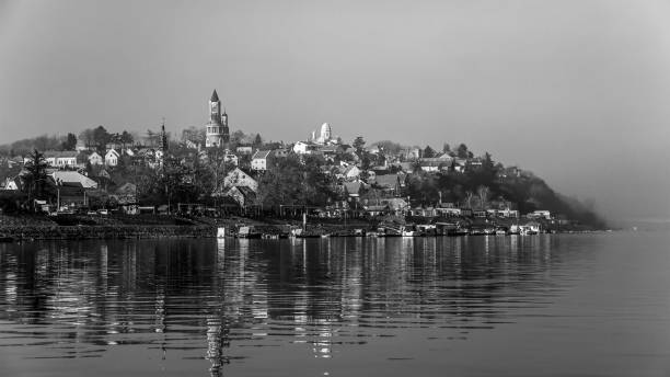 View of Gardoš Hill in Zemun, town placed on the banks of the Danube River stock photo