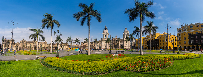 Historical downtown district and Plaza de Armas in Lima, Peru