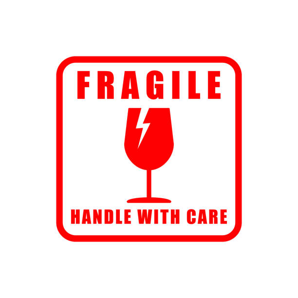 istock Fragile sticker icon symbol. Handle with care logo sign. Vector illustration image. Isolated on white background. 1251096408