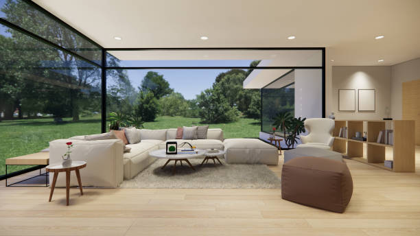 istock 3d rendering. Interior house modern open living space with modern minimal  style  apartment residence.Home decoration  interior design idea.Bedroom wood material. 1251097688