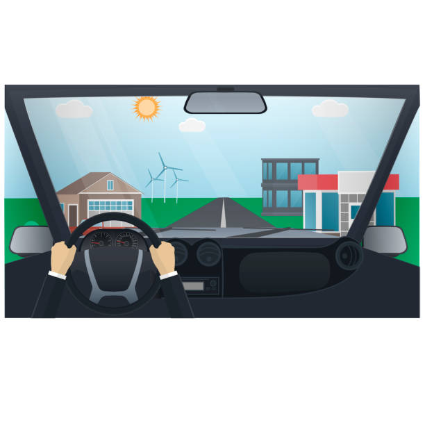 jazdy. ruch uliczny. ręce na kierownicy - driving steering wheel human hand wheel stock illustrations