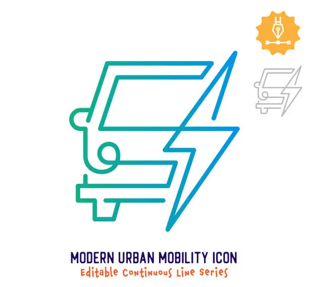 Vector illustration of Modern Urban Mobility Continuous Line Editable Stroke Line