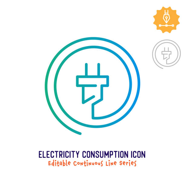 Electricity Consumption Continuous Line Editable Stroke Line vector art illustration