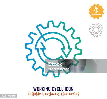 istock Working Cycle Continuous Line Editable Stroke Line 1251103419