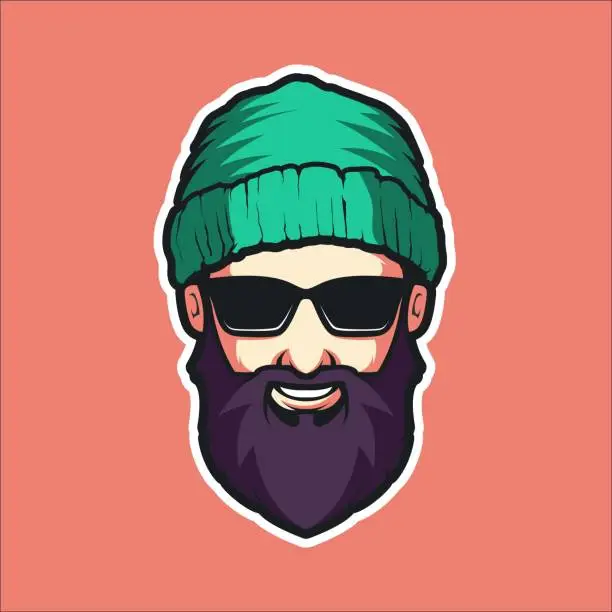Vector illustration of COOL MAN WITH GLASSES MASCOT VECTOR ILLUSTRATION