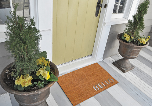 Classic beige and Silver zute / coir Outdoor Door mat with \