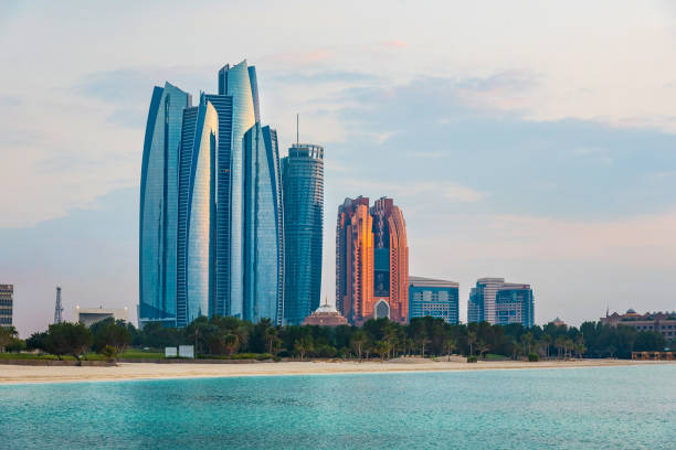 istock Abu Dhabi downtown skyline cityscape view in the UAE at sunset 1251110193