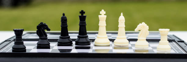 istock Chess pieces on a table in the park 1251110207