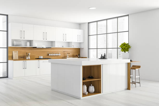 istock White and wood kitchen corner with bar 1251110534