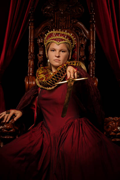 istock Historical blonde saintly Queen character on the throne 1251116164
