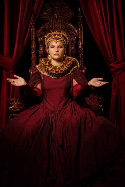 istock Historical blonde saintly Queen character on the throne 1251116239