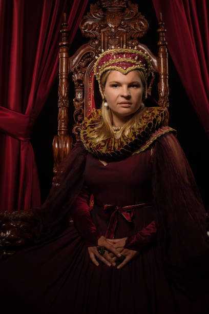 istock Historical blonde saintly Queen character on the throne 1251116255