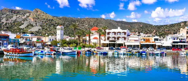 Photo of Greece travel. Beautiful places of Crete island - pictorial fishing village Elounda.