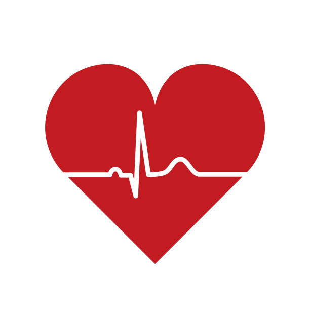 심박수 기호. 심장 모양의 심전도. 하트비트 ekg 또는 심전도 라인 아이콘. - pulse trace human cardiovascular system heart shape heart disease stock illustrations