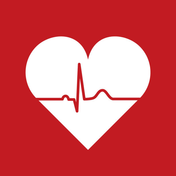 하트비트 ekg 또는 심전도 라인 아이콘. 정상적인 부비동 리듬. 심박수 기호. - pulse trace human cardiovascular system heart shape heart disease stock illustrations