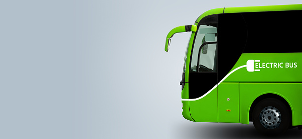 Green electric tourist bus