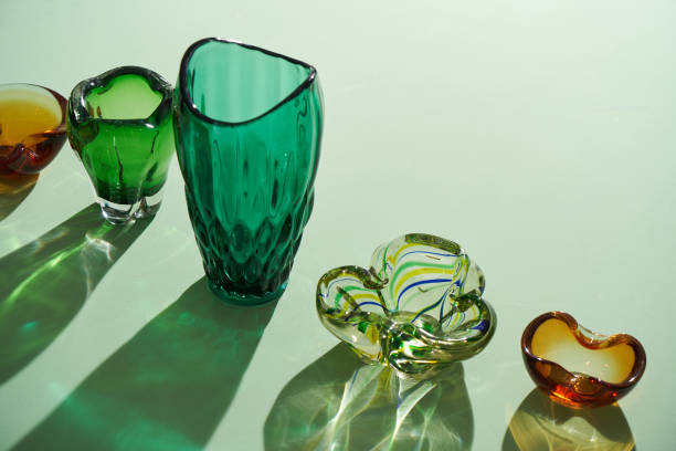 Interior decor elements. Flower vases for home decor. Interior decor elements. Flower vases for home decor. Colorful glass vintage vases multi coloured glasses stock pictures, royalty-free photos & images
