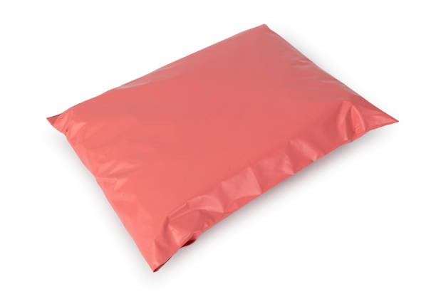 istock Blank pink plastic bag package mockup isolated on white background with clipping path, Packaging template 1251133787