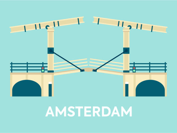 brücke über den amsterdamer kanal in den niederlanden - keizersgracht stock-grafiken, -clipart, -cartoons und -symbole