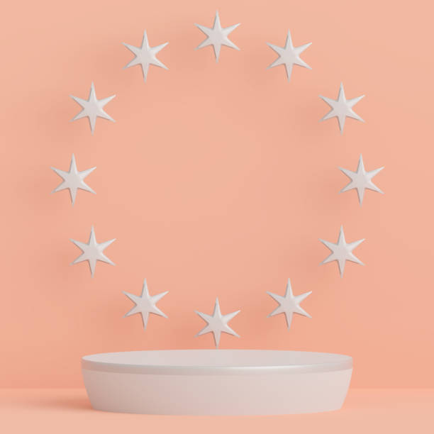istock Background, mock up scene geometry shape frame for product display and presentation, 3d rendering illustration Beige color 1251135064