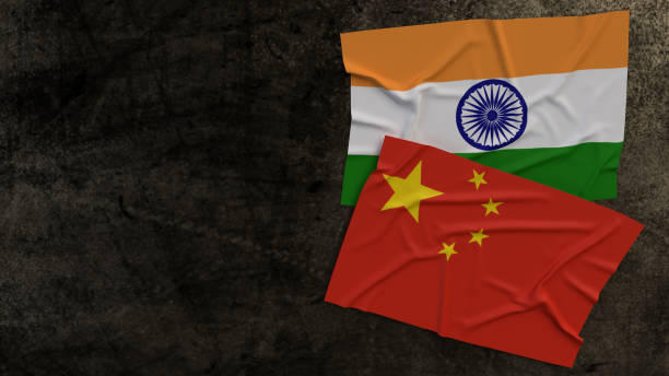 istock china and India flags on rusty background 3d rendering for  border content. 1251138128