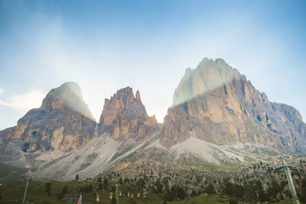 Photo of Sunrise Scenic over Famous Panoramic view of Tre cime di Lavaredo / Cortina d'Ampezzo in the Dolomites, Italy landscape