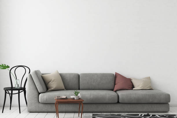 istock Wall mock up in living room. Scandinavian interior. 3d rendering, 3d illustration 1251140718