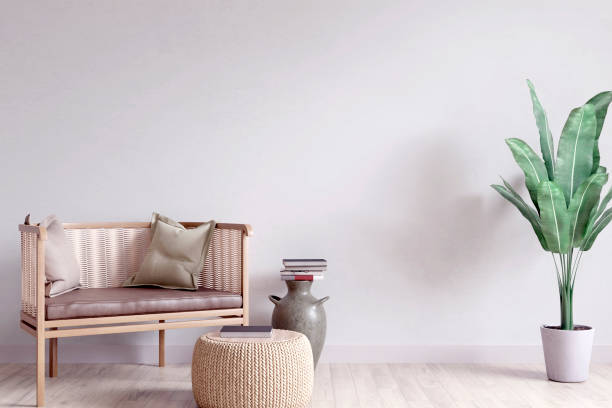 istock Wall mock up in living room. Scandinavian interior. 3d rendering, 3d illustration 1251140873
