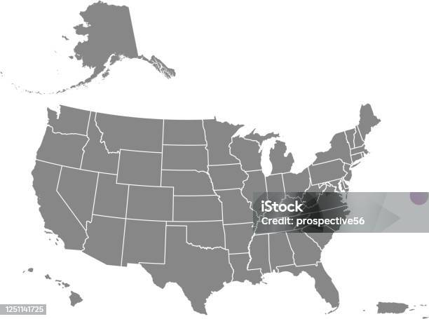 미국 지도 상태 빈 인쇄 가능 지도에 대한 스톡 벡터 아트 및 기타 이미지 - 지도, 미국, 벡터