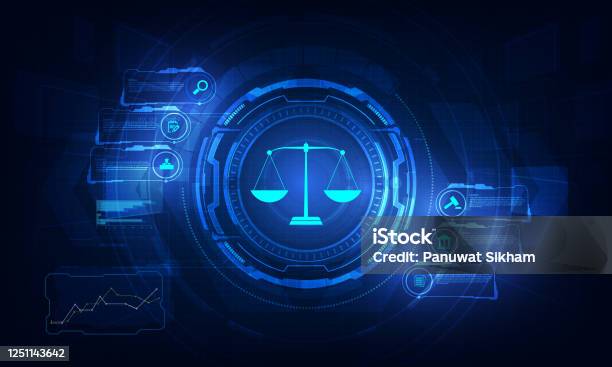 Rechtsberatung Technologie Servicekonzept Mit Businessarbeit Mit Modernen Uicomputer Stock Vektor Art und mehr Bilder von Justizwesen