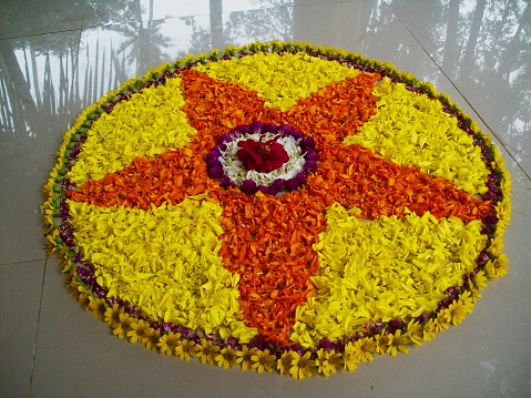 During Onam festival keralites make floral designs in front of their homes