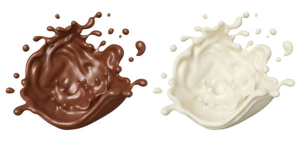 schokolade milch spritzer in form. - chocolate sauce stock-fotos und bilder