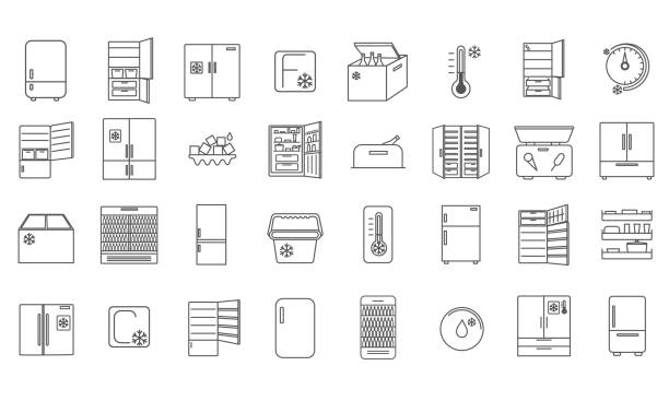 illustrations, cliparts, dessins animés et icônes de grande collection d’icônes de réfrigérateur - major