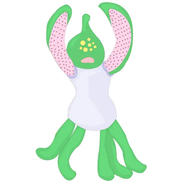 Vector illustration of Alien creature with tentacles