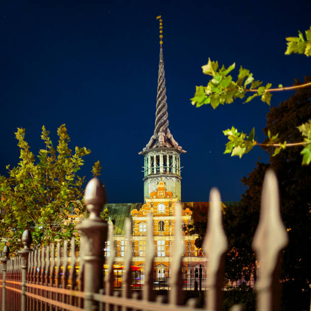 Facade of historical stock exchange in Copenhagen, Denmark.