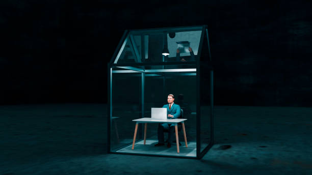 Concept of working with laptop from home in a secure enviroment