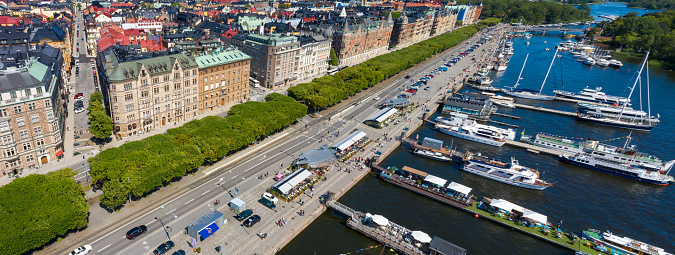 Stockholm panorama seen from air (above Djurgarden)