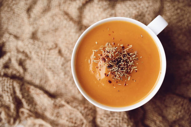 istock Creamy pumpkin squash vegetable soup 1251161952