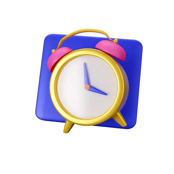 Photo of Alarm clock icon isolated on white background. 3d render