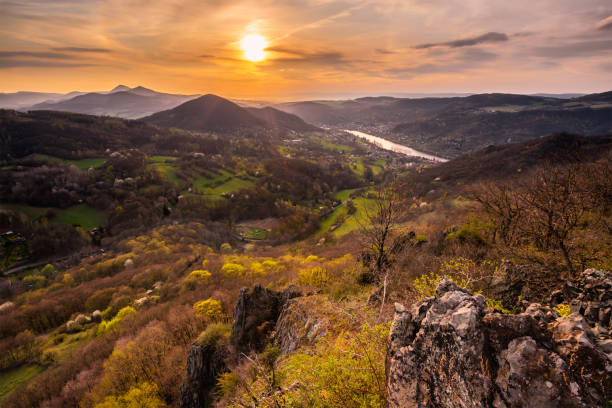 Sunset in nature of Central Bohemian Uplands