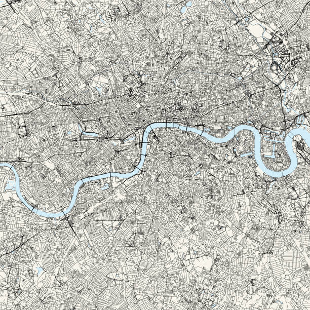 London, England Vector Map Topographic / Road map of London, England. Original map data is open data via © OpenStreetMap contributors central london stock illustrations