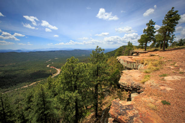 istock Scenic view down to valley from mountain ridge above 1251172116