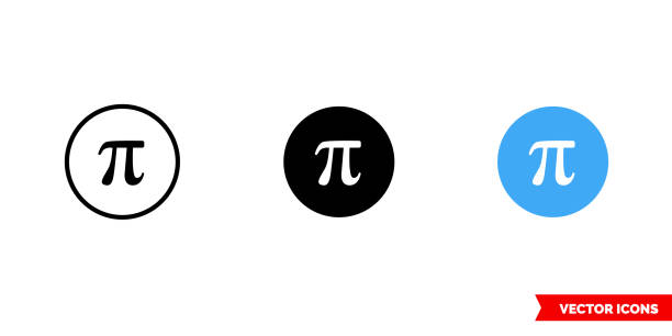 3 가지 유형의 파이 기호 아이콘입니다. 격리된 벡터 기호 기호 - pi mathematical symbol education technology stock illustrations
