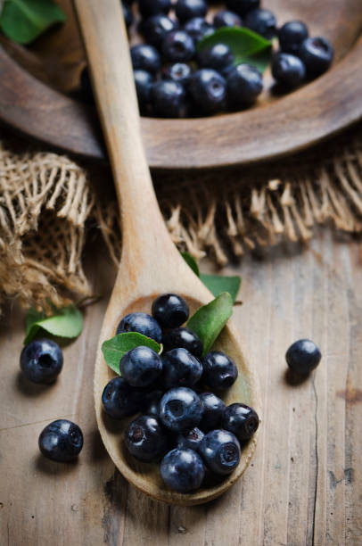 istock Fresh blueberries in wooden spoon 1251175675