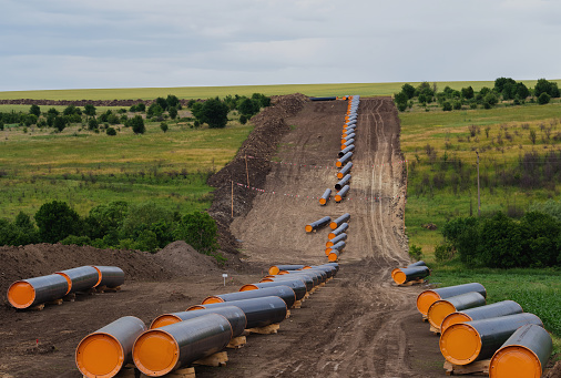 Construction works for pipeline. Turkish Stream export Russian gas from the second line to Bulgaria, Serbia, Hungary, Slovakia, and Austria.