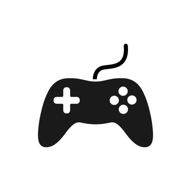 ikona joysticka izolowana na białym tle. konsola sterowania do gier wideo - video game gamepad black isolated on white stock illustrations
