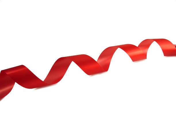 istock Red ribbon decoration isolated on white background 1251182658