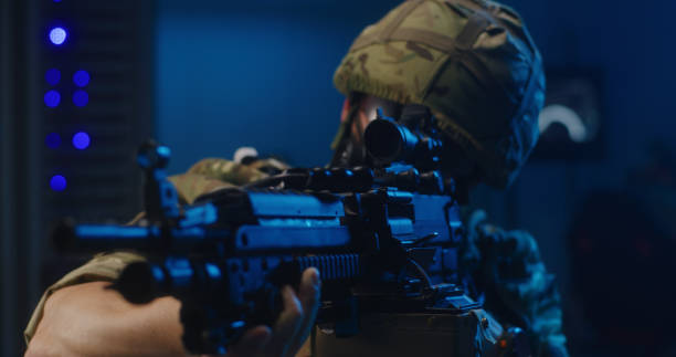 istock Soldier talking into a walkie-talkie 1251182675