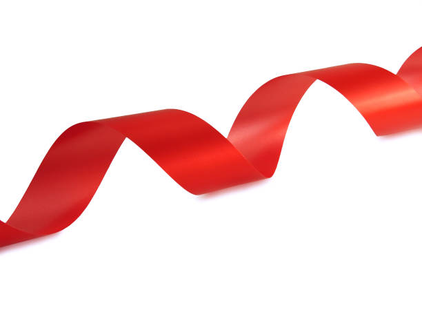 istock Red ribbon decoration isolated on white background 1251182781